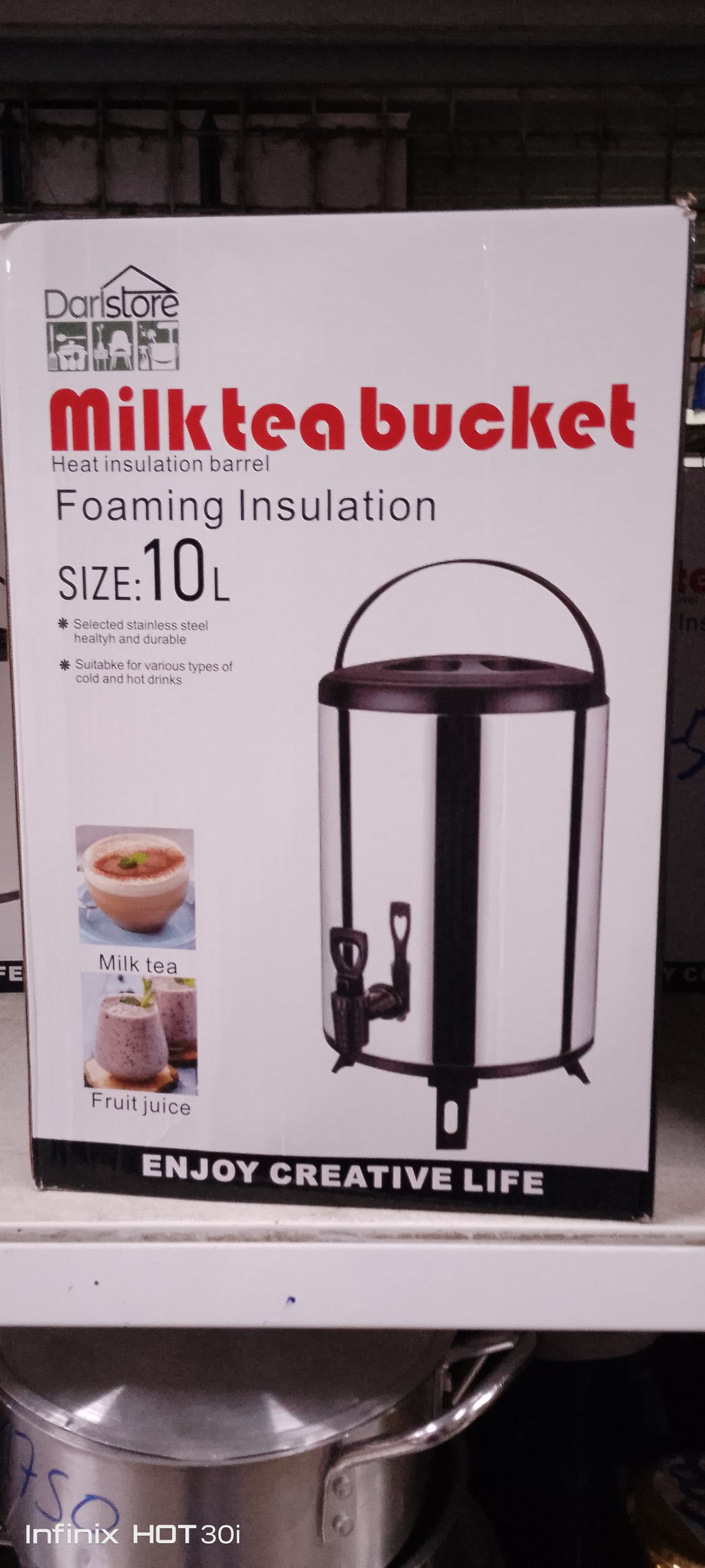 Distributeur de boissons chaudes isotherme milk,tea 10 L  - inox