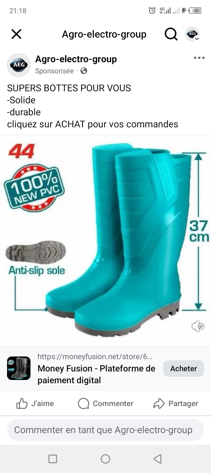 Bottes de pluie de marque Total pointure 39. a 46